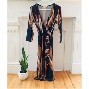 Faux wrap midi dress